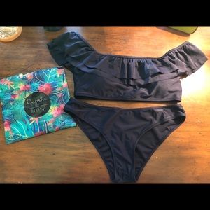Cupshe ruffled navy swimsuit